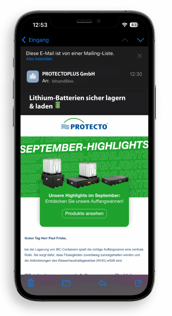 PROTECTO PLUS Monatlicher B2B-Newsletter per Hubspot