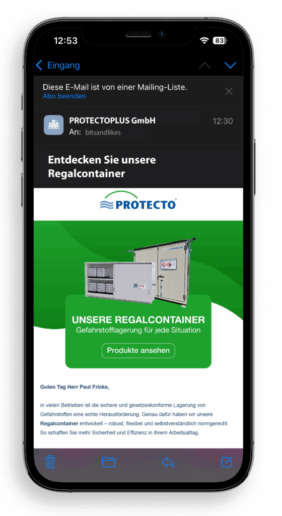 PROTECTO PLUS Monatlicher B2B-Newsletter per Hubspot